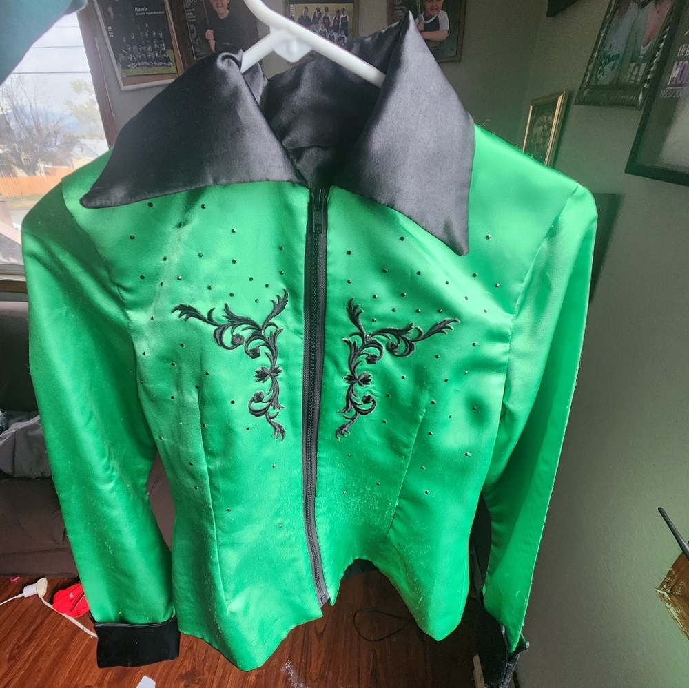 Green Embellished Childs Show  Jacket